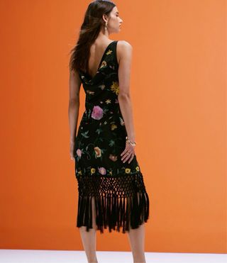 Vestido ASOS negro bordado flores fiesta bodas