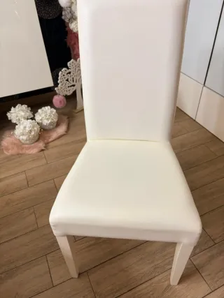 Sillas de comedor blanco cuero y madera
