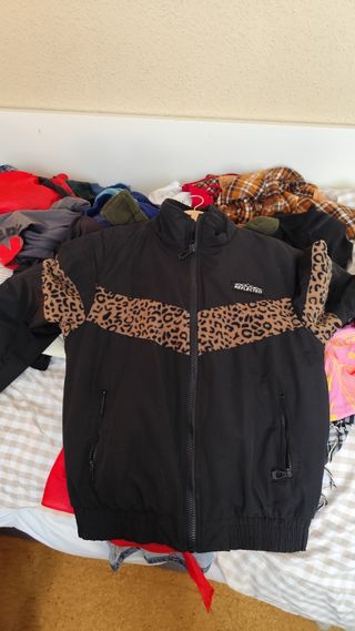 Chaqueta Hombre Estampado Leopardo Negra