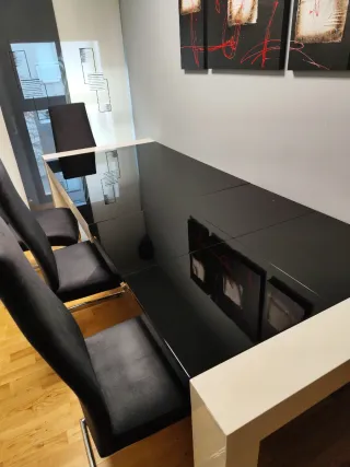 Mesa extensible comedor cristal y madera