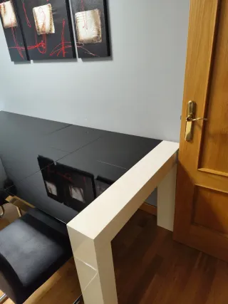 Mesa extensible comedor cristal y madera