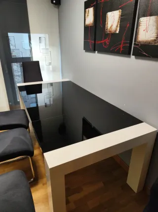 Mesa extensible comedor cristal y madera