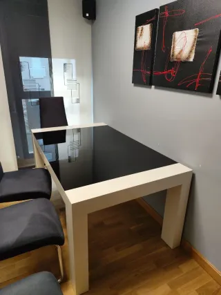 Mesa extensible comedor cristal y madera
