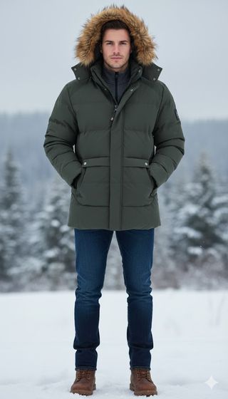 Parka verde hombre con capucha