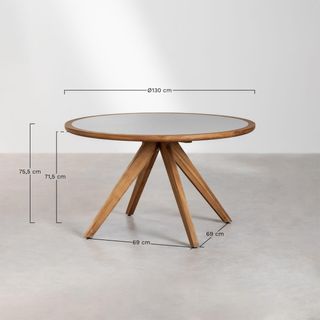 Mesa de Comedor Redonda en Cemento y Madera