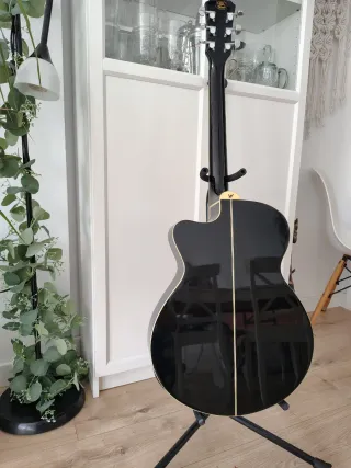 Guitarra Acústica Negra y set de 3 púas