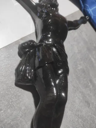 Figura Cristo Metálica Negra Antigua