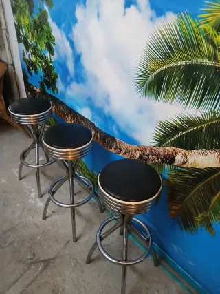 Taburetes Vintage Metal y Tela