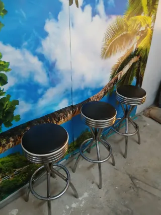 Taburetes Vintage Metal y Tela