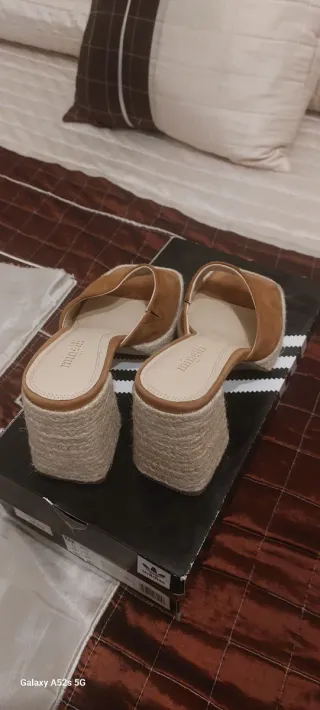 Sandalias Minelli Cuña Esparto Beige/Marrón