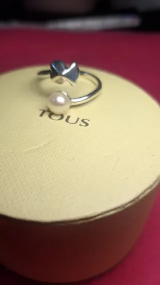 Anillo Tous Plata y Perla Ajustable original