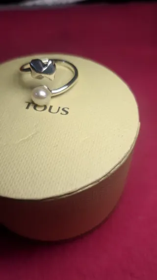 Anillo Tous Plata y Perla Ajustable original