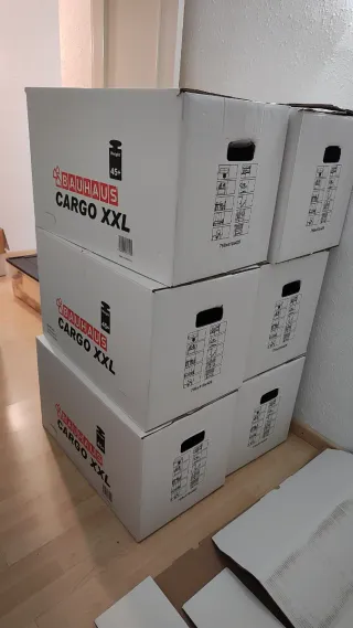 7 cajas de mudanza XXL Bauhaus – muy buen estado