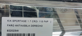 FARO ANTINIEBLA DERECHO KIA SPORTAGE 1.7 CRDI 115