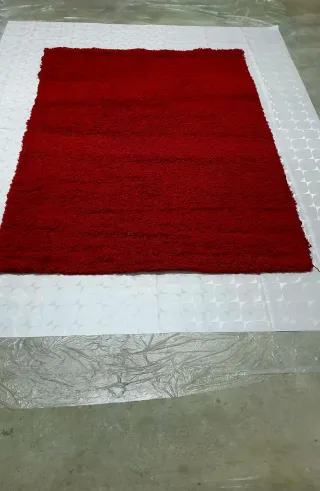 2x Alfombras de pelo largo y color rojo 2m x 1.40m