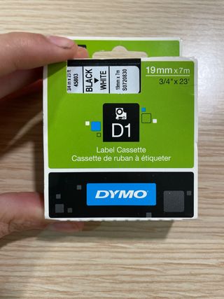 Cinta Cassette DYMO D1 19mm Negro/Blanco