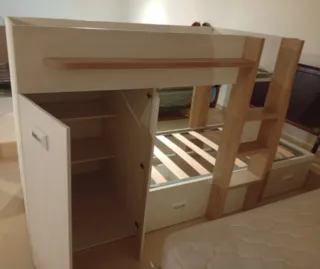 Litera Tren Blanca y Madera