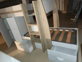 Litera Tren Blanca y Madera