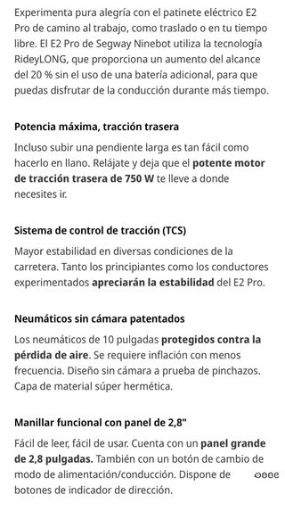 Patinete Eléctrico Ninebot E2 Pro