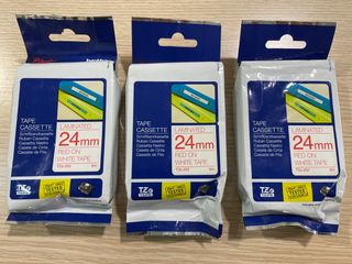 3 Cintas TZe-252 Brother 24mm Rojo/Blanco