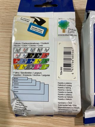 3 Cintas TZe-252 Brother 24mm Rojo/Blanco