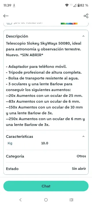 Telescopio SLOKEY SkyWays 50080 Ajustable