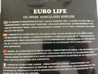 Auriculares Bluetooth 5.0 Euro Life Negros