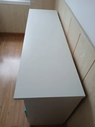 Escritorio infantil blanco y turquesa