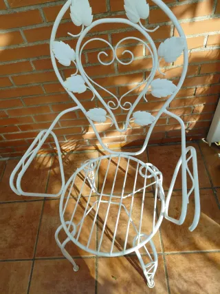 Mesa y sillas de jardín metal blanco