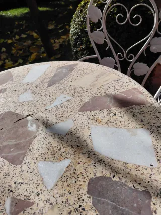 Mesa y sillas de jardín metal blanco