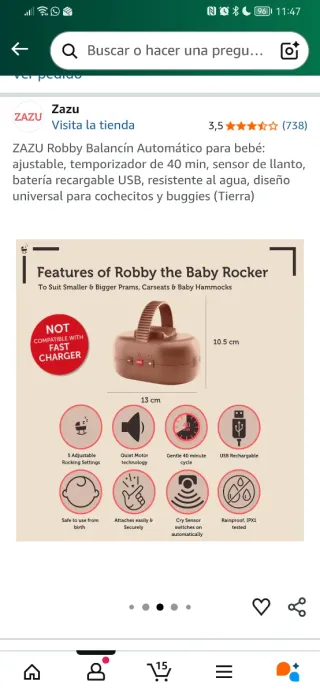 ZAZU Robby Balancín Automático Bebé