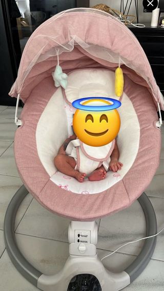 Silla mecedora bebé rosa