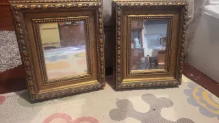 2 Cuadros Dorados con Espejo