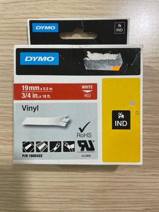 Cinta Rotular Dymo Vinyl 19mm Blanca