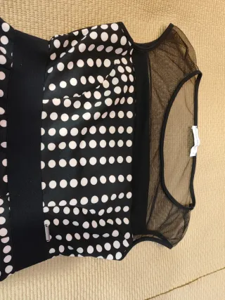 Vestido Fiesta/Cóctel Lunares Negro/Blanco