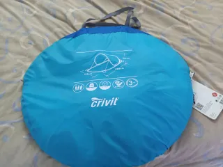 Parasol Playa Plegable Crivit Azul, en perfecto