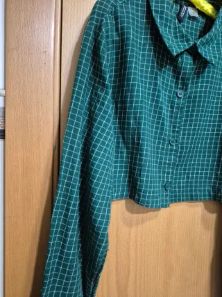 Camisa cuadros H&M verde corta