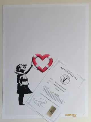 Banksy Girl With Heart Shaped Float con Certificad