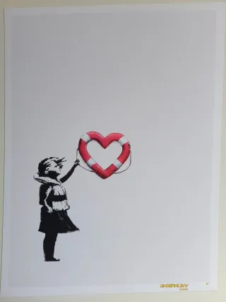 Banksy Girl With Heart Shaped Float con Certificad
