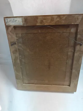 Cuadro infantil vintage con marco de madera