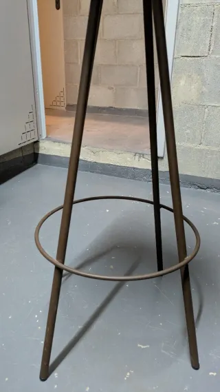 Taburete Industrial Cuero y Metal Marrón/Gris