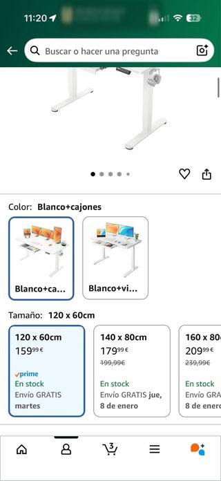 Escritorio Elevable Amazon Madera y Blanco