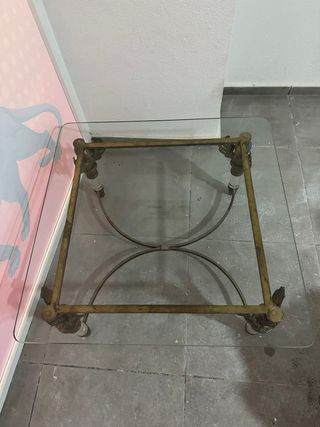 Mesa de centro cristal y madera