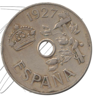 1927 ALFONSO XIII ESPAÑA 25 CENTIMOS 100% ORIGINAL