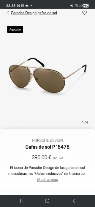 Gafas Porsche Design Doradas y Verdes