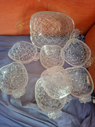 Bandeja decorativa madera y cristal