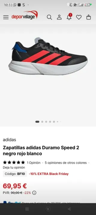 Adidas Duramo SPEED 2 Zapatillas Negras Rojas