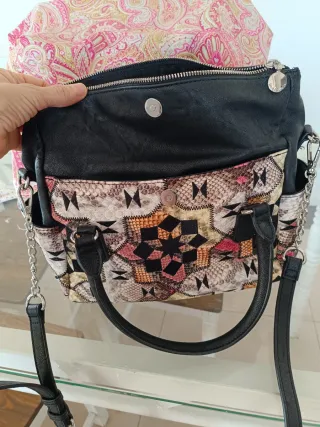 Bolso Desigual Negro Multicolor Patchwork