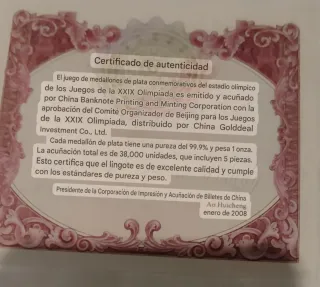 Estuche Monedas de Plata Olimpiada BEIJING 2008