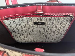 Bolso Carolina Herrera CH Beige y Rojo
